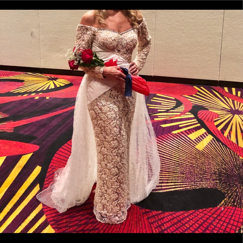 Custom —one of a kind nude/white gown